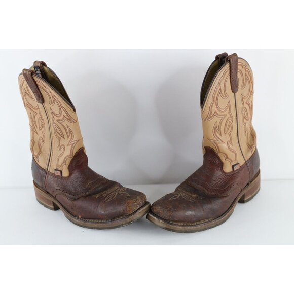 Vintage Double H Mens 9 D Distressed Steel Toe Tribal Leather Cowboy Boots USA main image 8
